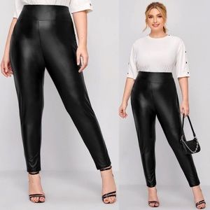 PLUS vegan leather high waist leggings black glam
